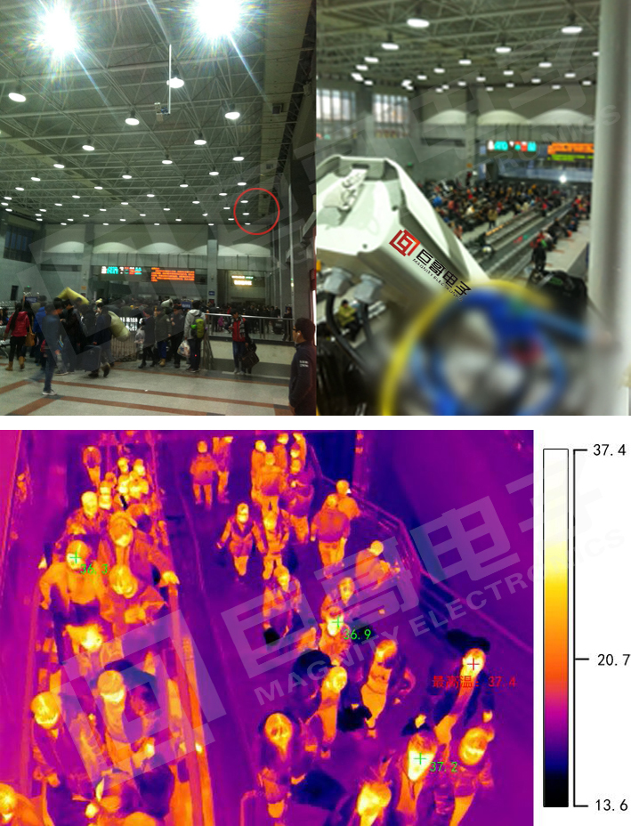 巨哥电子-红外热成像仪在火车站进行人流统计和人体测温